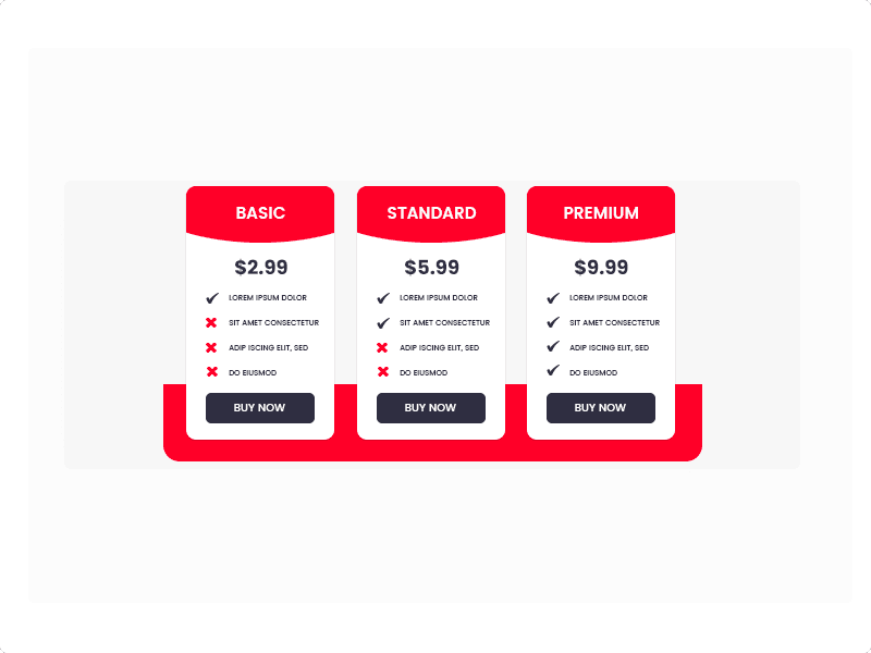 Fiyat Tablosu (Pricing Table)