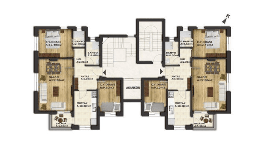 Renk Residence Helmann Daire planı