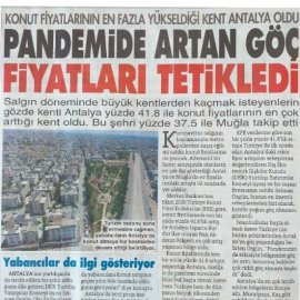 Sözcü / Konut fiyatlarının en fazla yükseldiği kent Antalya oldu