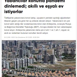 Milliyet / Yabancılar konutta pandemi dinlemedi; akıllı ve eşyalı ev istiyorlar