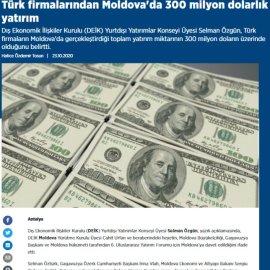 Anadolu Ajansı / Türk firmalarından Moldova'da 300 milyon dolarlık yatırım