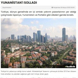 gazetebirlik.com / Türkiye, yatırımlık konutta İspanya ve Yunanistan'ı solladı