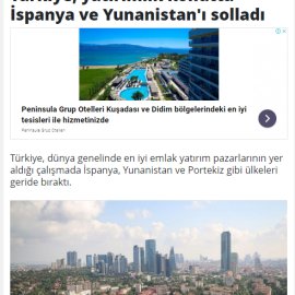 dikgazete.com / Türkiye, yatırımlık konutta İspanya ve Yunanistan'ı solladı