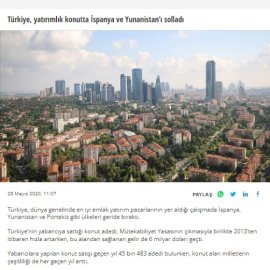 Ekoturk.com / Türkiye, yatırımlık konutta İspanya ve Yunanistan’ı solladı