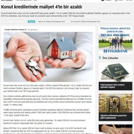 turkgun.com / Konut kredilerinde maliyet 4'te bir azaldı