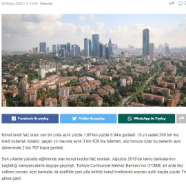 Ekonomist / Konut kredilerinde maliyet 4'te bir azaldı