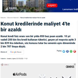 NTV / Konut kredilerinde maliyet 4'te bir azaldı
