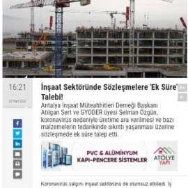 insaatderyasi.com / İnşaat Sektöründe Sözleşmelere 'Ek Süre' Talebi