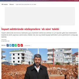 bolgegundem.com / İnşaat sektöründe sözleşmelere 'ek süre' talebi