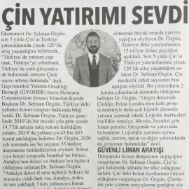 Gerçek Gazetesi / Çin Yatırımı Sevdi