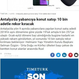 Timeturk.com - Antalya'da yabancıya konut satışı 10 bin adetle rekor kıracak