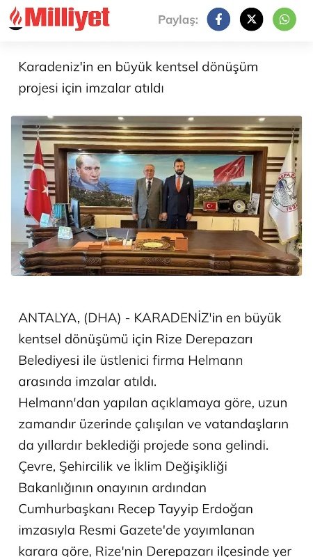 Milliyet / Karadeniz'in En Büyük Kentsel Dönüşümü İçin İmzalar Atıldı
