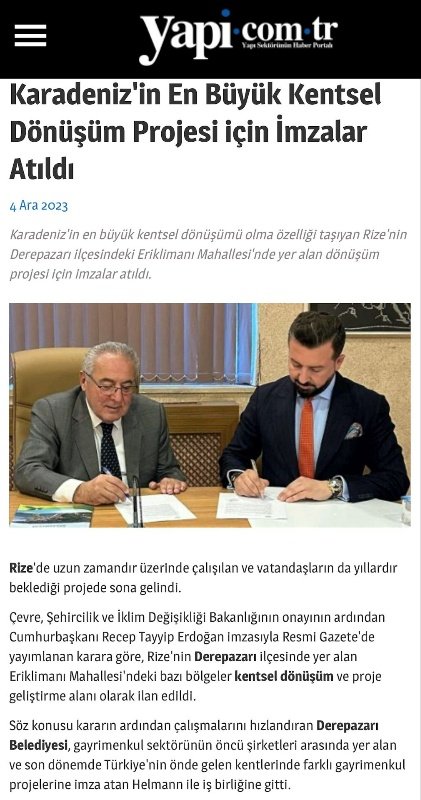 Yapı Radar / Karadeniz'in En Büyük Kentsel Dönüşümü İçin İmzalara Atıldı