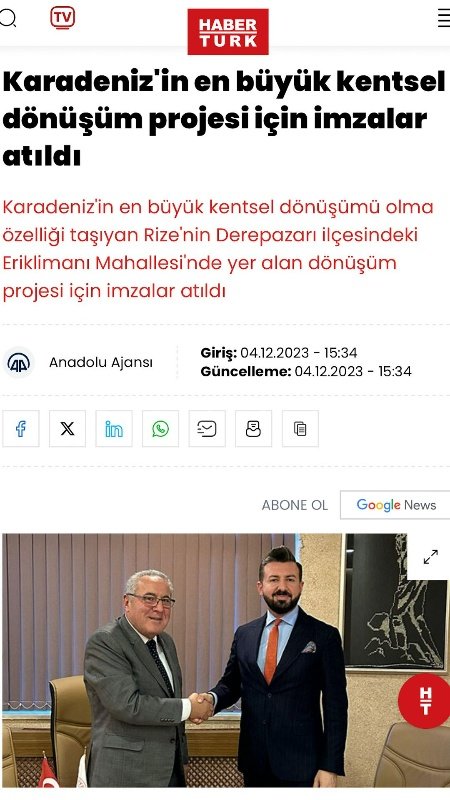 Haber Türk / Karadeniz'in En Büyük Kentsel Dönüşümü İçin İmzalar Atıldı