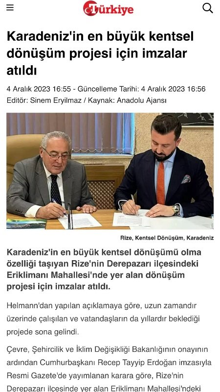 Türkiye Gazetesi / Karadeniz'in En Büyük Kentsel Dönüşümü İçin İmzalar Atıldı