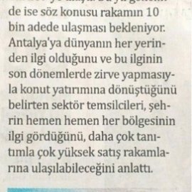 Güneş Gazetesi / Yabancıya konutta Antalya Rekoru