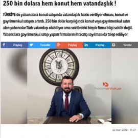 haberantalya.com / 22.03.2019 - 250 bin dolara hem konut hem vatandaşlık !