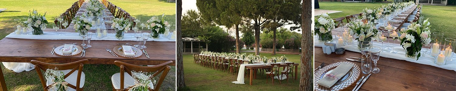 Rustikale Tischdekoration zur Hochzeit