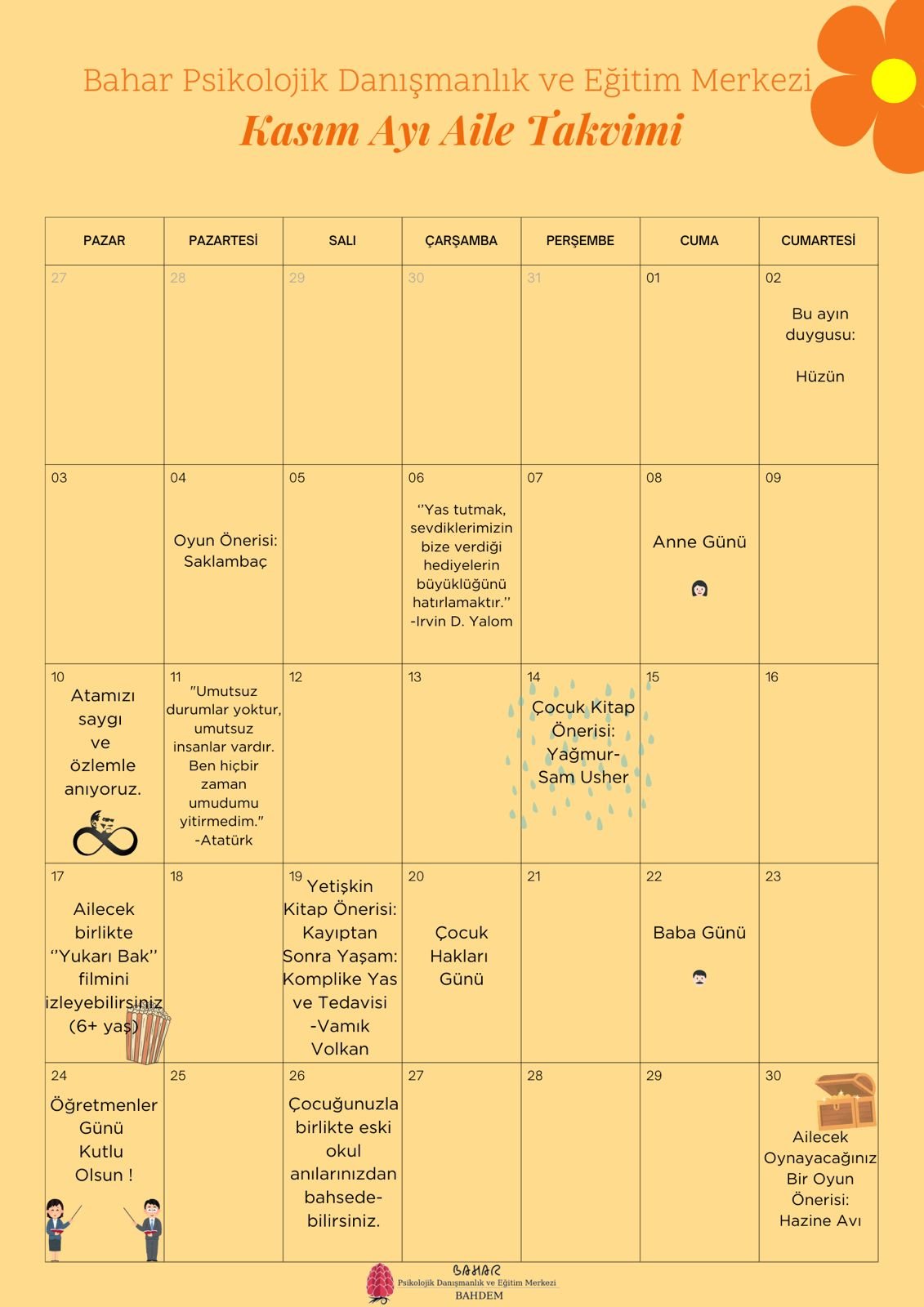 Kasım 2024 Aile Takvimi