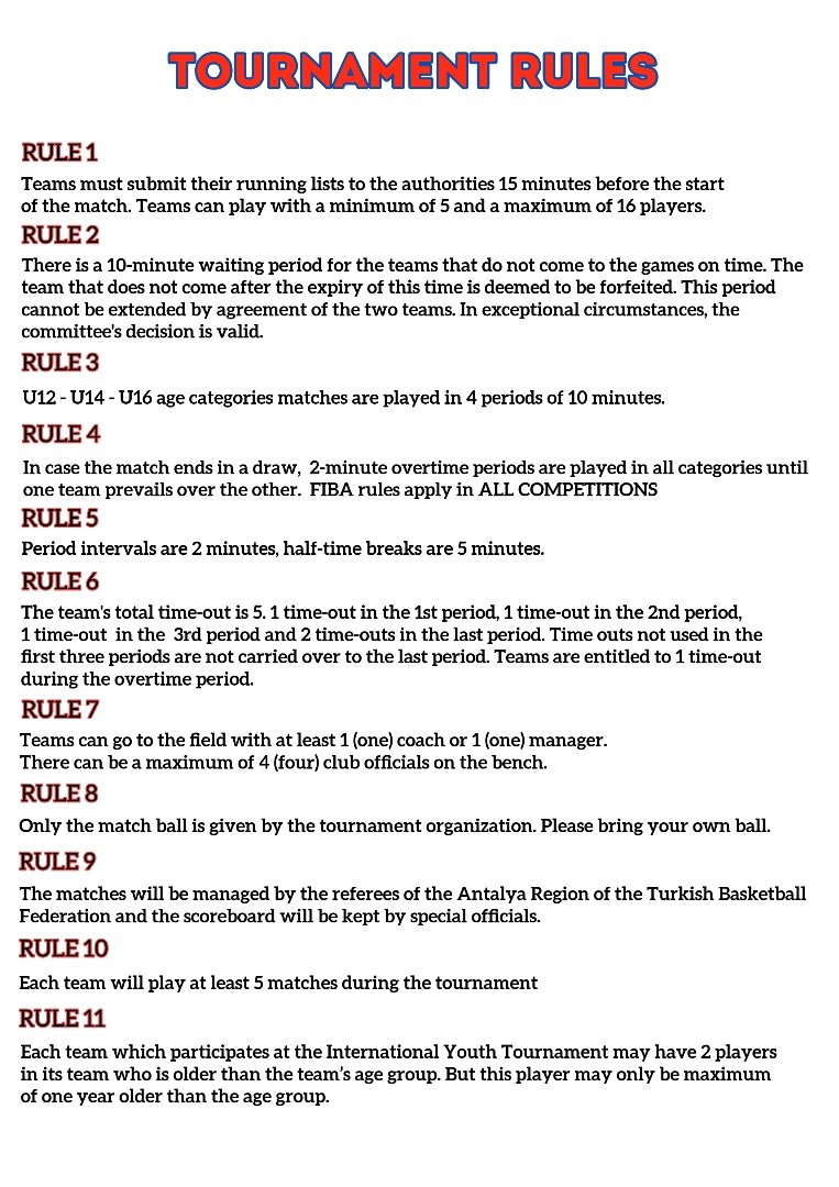 Antalya Basketball Friendship Cup 2026 Rules
