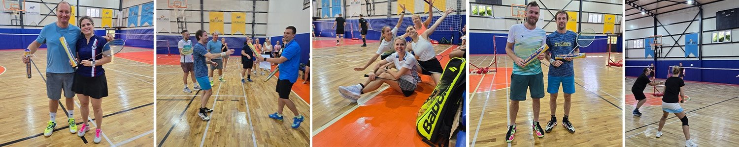 International badminton players training indoors at SCA Sports Hall during a badminton camp in Antalya