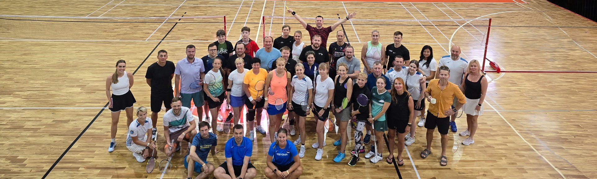 Sports City Antalya badminton camp banner with SCA Sports Hall and Linda Resort training camp organization in Side Antalya