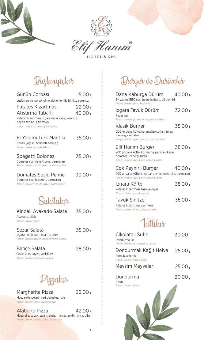 elif otel menü 1