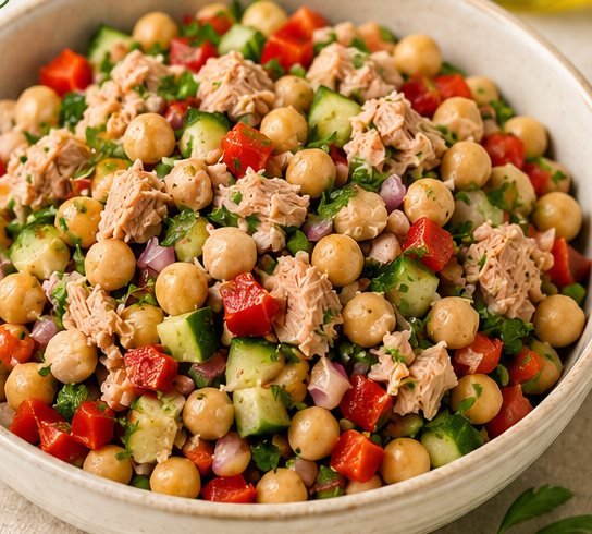 Ton Balıklı Nohut Salatası