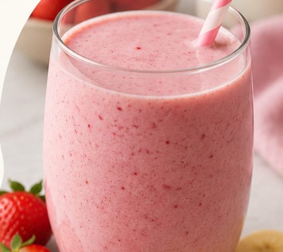 Donmuş Çilekli Reçelli Kefir Smoothie