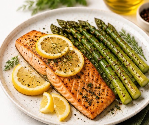 Ketojenik Akşam Yemeği: Fırında Limonlu Somon ve Kuşkonmaz tarifi