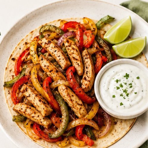 Tavuk Fajita ve Sarımsaklı Yoğurt Sos tarifi