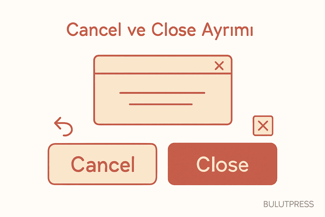 Cancel ve Close Farkı: Arayüzlerde Doğru Kullanım