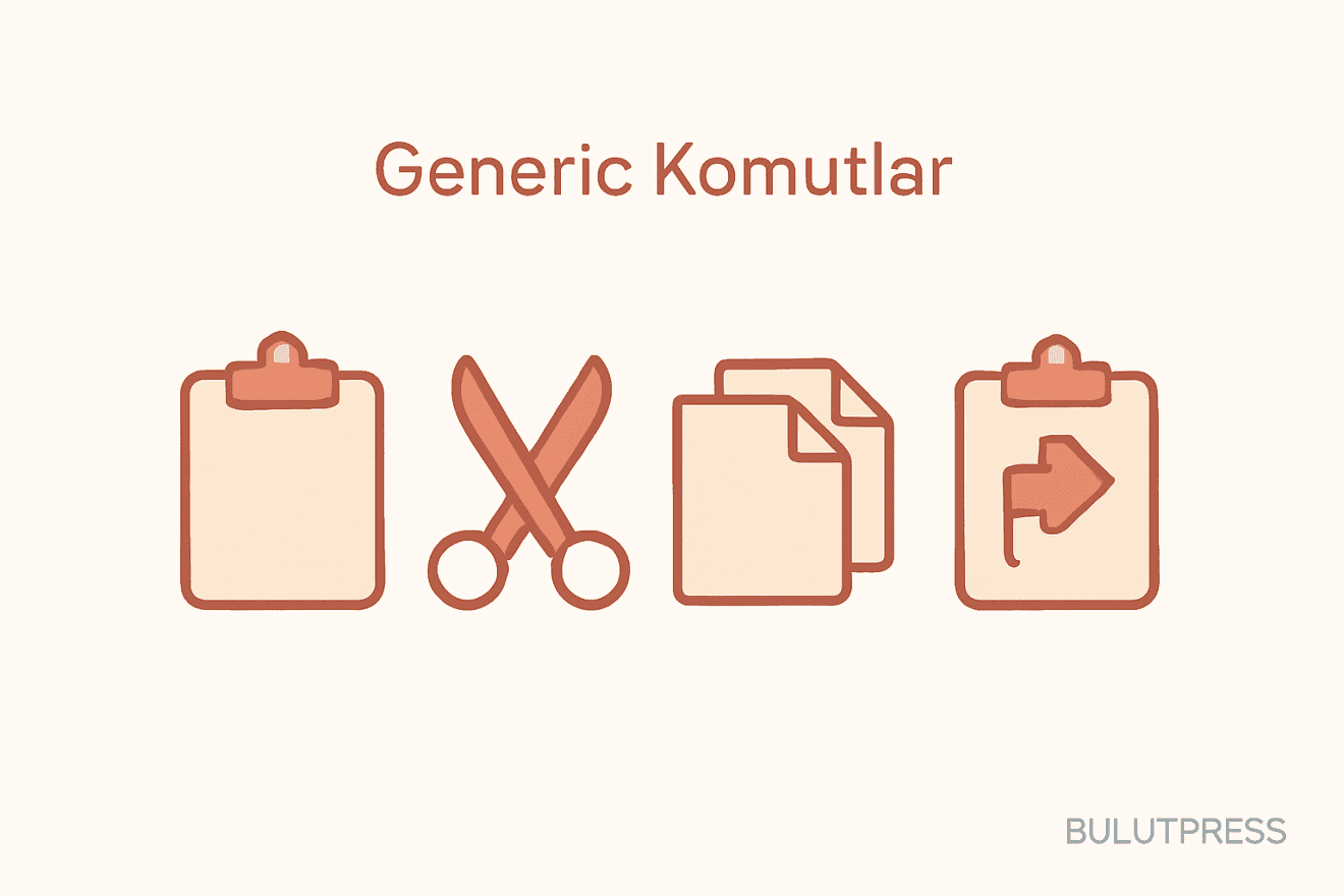 Generic komut tasarımı: pano, kısayol çakışması ve bağlam