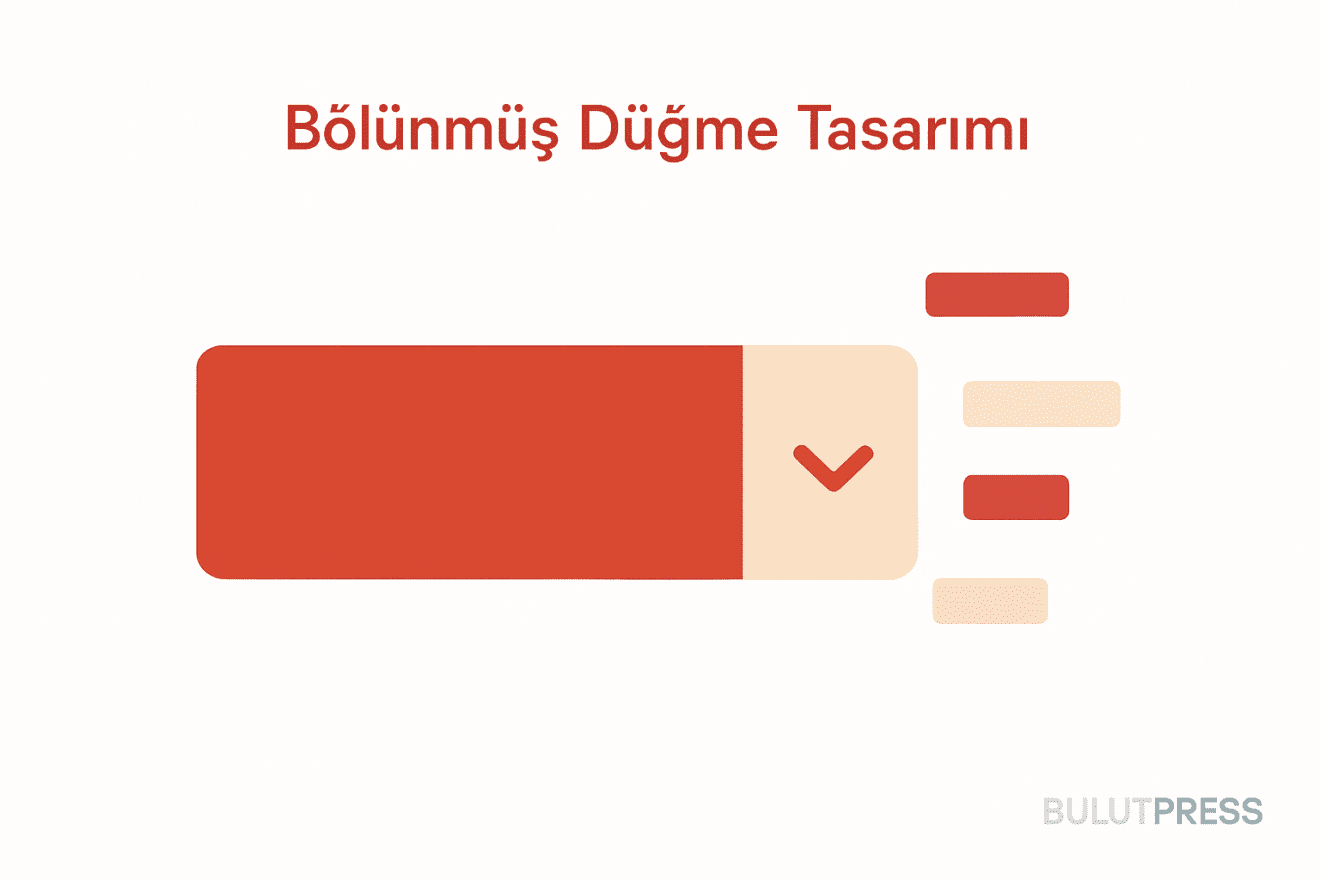 Split Button Tasarımı: Varsayılan Eylem, Kalıcı Sürüm ve ARIA