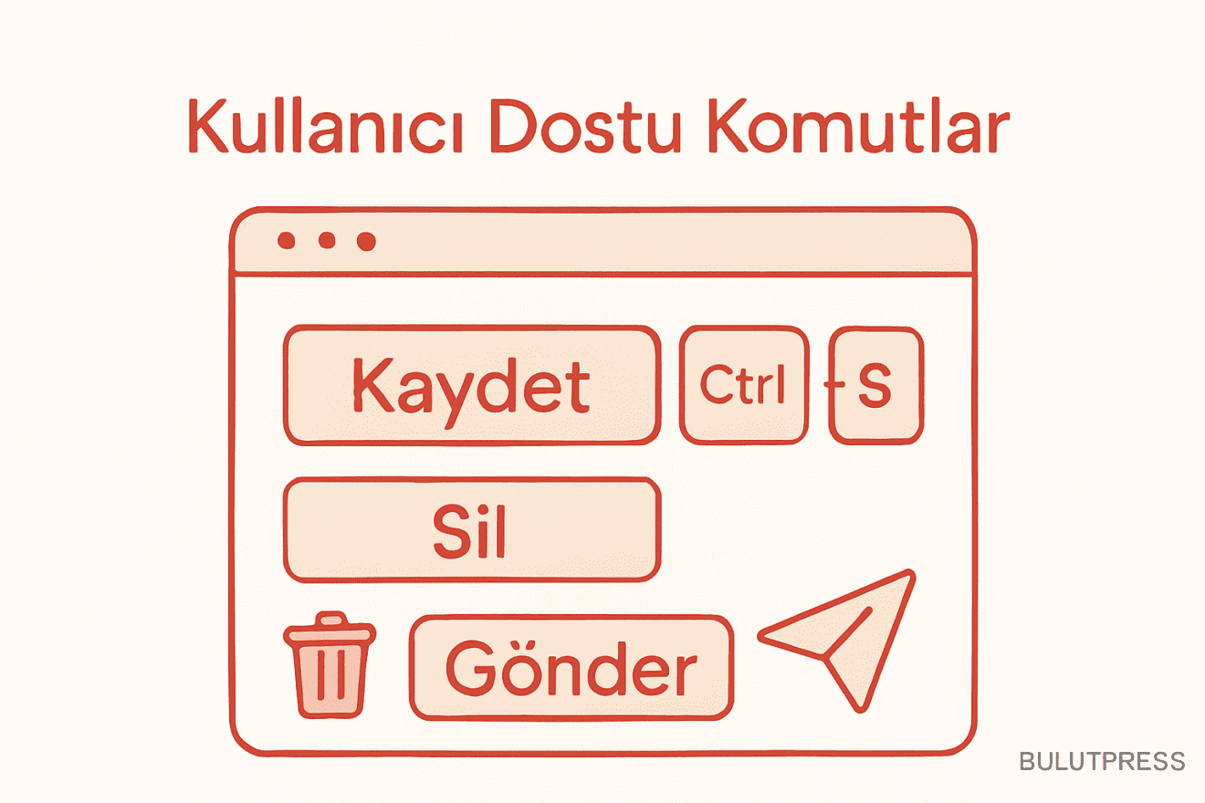UI Copy: Komut Adlandırma, Üç Nokta Kuralı ve Klavye Kısayolları