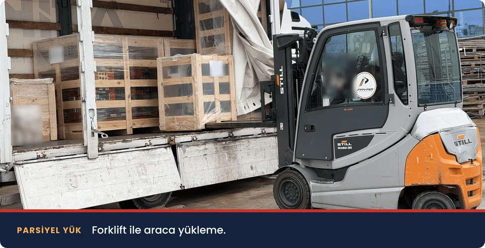 İstanbul Adıyaman parsiyel yük, forkliftle araca yükleme
