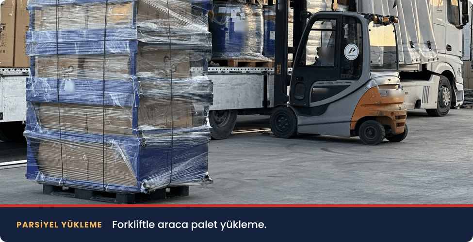 İstanbul Batman parsiyel yük: forkliftle araca palet yükleme