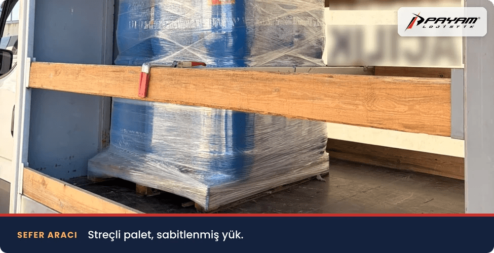 İstanbul Batman ambar sefer aracında streçli ve sabitlenmiş palet