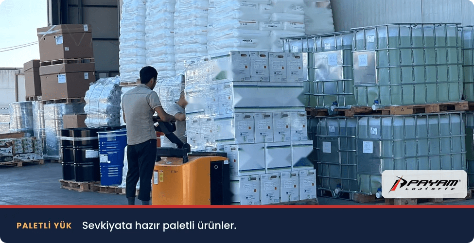 İstanbul Kahramanmaraş ambar için sevkiyata hazır paletli ürünler