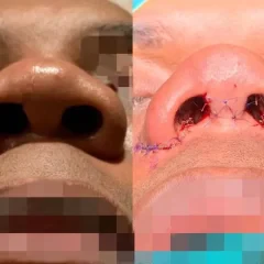 Thick skin rhinoplasty transformation, achieving definition and harmony.