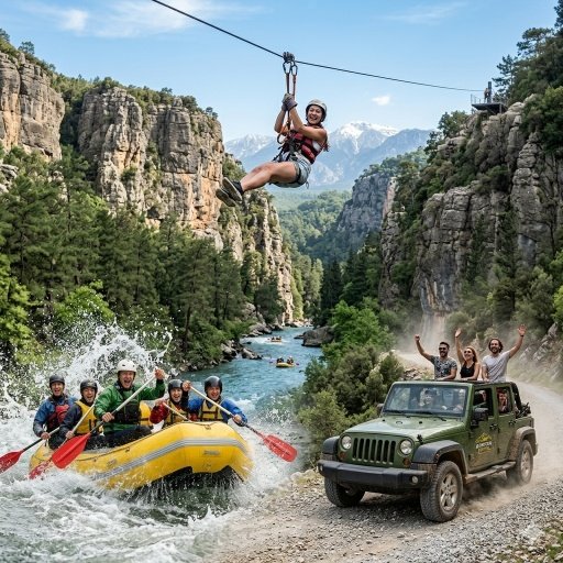 Rafting Jeep Safari & Zipline Tour