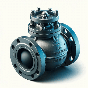 detailed illustration of a flanged ball check valve. T