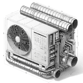 Kanal Tipi Fan Coil Ünitesi Teknik Çizim