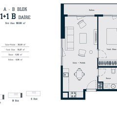 A - B Blok 1+1 B DAİRE