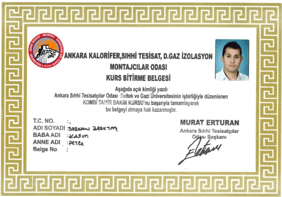 İzolasyon ve montajcılar belgesi