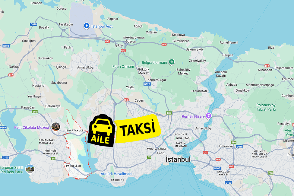 Korsan taksi hizmeti verilen Avcılar ilçe sınırlarının haritada gösterimi