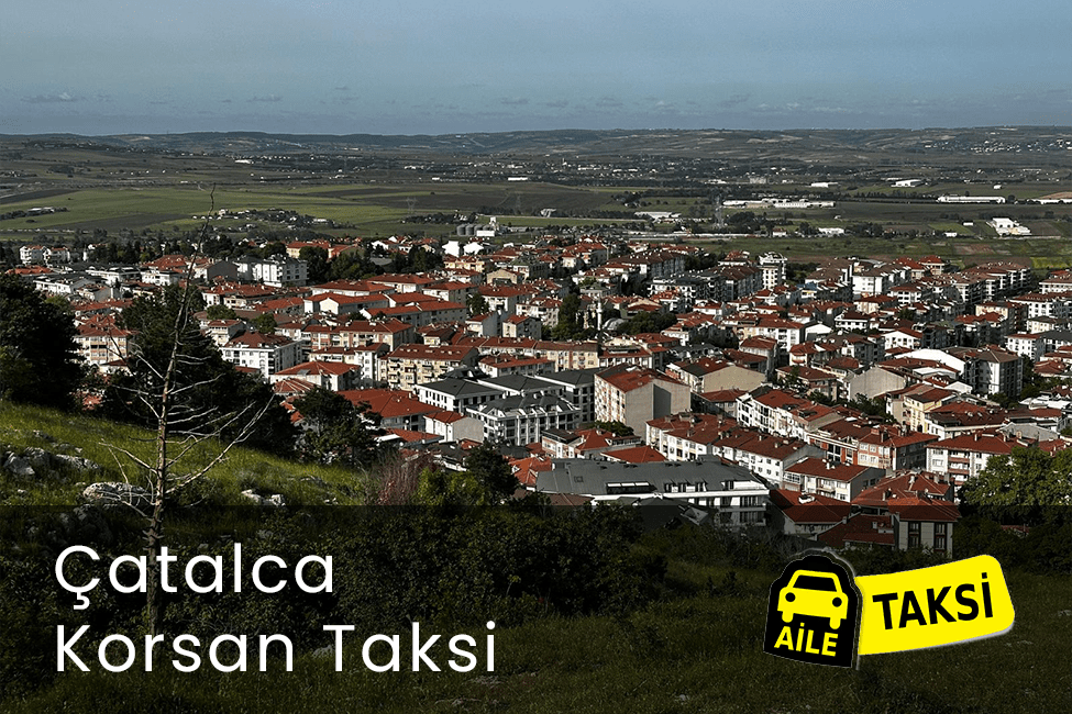Korsan taksi hizmeti verilen İstanbul’un Çatalca ilçesinin uzaktan çekilmiş fotoğrafı