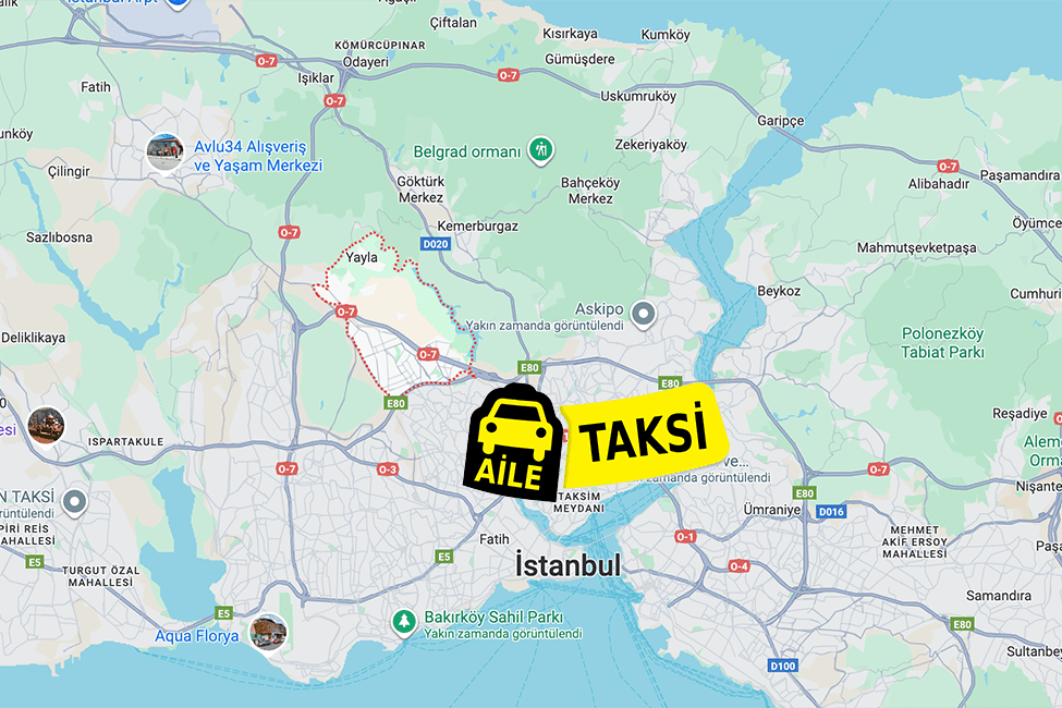 Korsan taksi hizmeti verilen Sultangazi ilçe sınırlarının haritada gösterimi