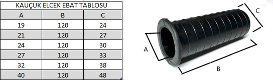 kaucuk-elcek-ebat-olcu-tablosu
