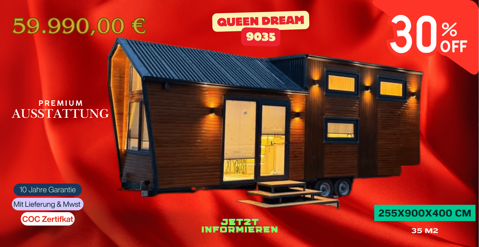 Queen Dream 9035 – Tiny House Premium mit 35 m² Wohnfläche